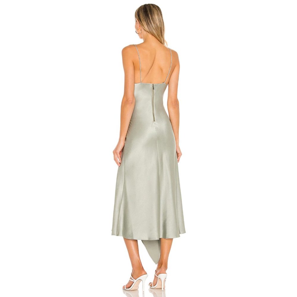Alice + Olivia Harmony Asymmetrical Midi Dress in Sage - Picture 3 of 6